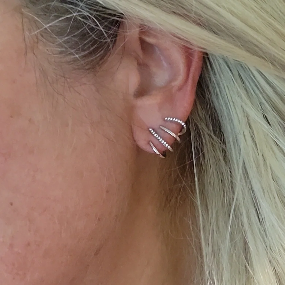 SPARKLE HUGGIE CLAW EARRINGS, Choice of Color - Picture 4 of 5